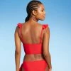 Budget 🎁 Women's Ruffle Shoulder Longline Bikini Top - Sea Angel Red 🌟 -Swimsuits Official Site unnamed file 5795
