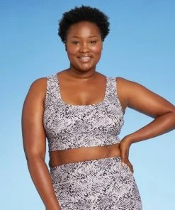 Buy ✨ Women's Longline Wide Strap Bikini Top - All in Motion™ Snake Print 🤩 -Swimsuits Official Site unnamed file 5856