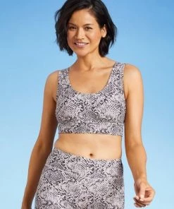 Buy ✨ Women's Longline Wide Strap Bikini Top - All in Motion™ Snake Print 🤩 -Swimsuits Official Site unnamed file 5861