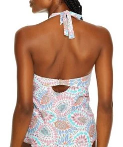 Best Sale 🔥 Sunsets Women's Vivid Plumes Muse Halter Underwire Tankini Top - 73D-VIVPL 😍