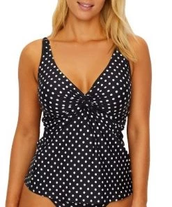 New 💯 Sunsets Women's Black Dot Forever Underwire Tankini Top - 77D-BKDT 🎉