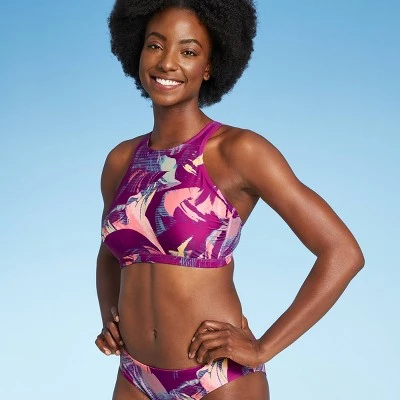 Wholesale 💯 Women's High Neck Strappy Back Bikini Top - All in Motion™ Purple Floral 😍 12 Wholesale 💯 Women's High Neck Strappy Back Bikini Top - All in Motion™ Purple Floral 😍 - Image 10