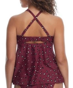 Promo 🌟 Birdsong Women's Wildside Plum Pie Tie Front Underwire Tankini Top - S10177-WILDS 🔥