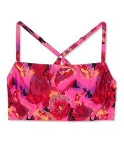 Cheap 😀 Women's Square Neck Tie Back Bikini Top - All in Motion™ Black & Pink Floral ✨ -Swimsuits Official Site unnamed file 5927