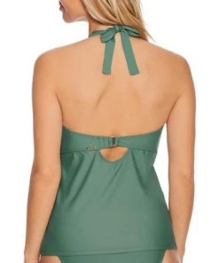 Cheap ⌛ Sunsets Women's Moss Muse Halter Underwire Tankini Top - 73D -MOSS ✨