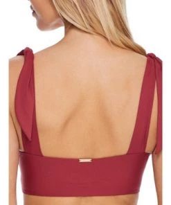 Flash Sale 🔔 Sunsets Women's Tuscan Red Lily Wire-Free Bralette Bikini Top - 67T-TUSRE 🎁