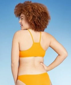 Coupon 💯 Juniors' Ribbed High Neck Bikini Top - Xhilaration™ Mango Orange 😍 -Swimsuits Official Site unnamed file 6048