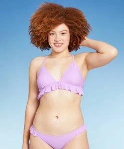 Coupon ❤️ Juniors' Ruffle Triangle Bikini Top - Xhilaration™ Lavender 🎁 -Swimsuits Official Site unnamed file 6085