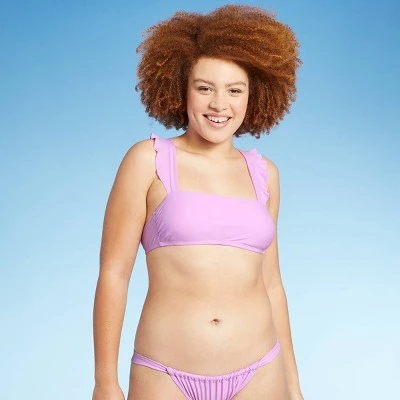 New š Juniors' Ruffle Strap Bralette Bikini Top - Xhilaration⢠Lavender ⨠5 New š Juniors' Ruffle Strap Bralette Bikini Top - Xhilaration⢠Lavender ⨠- Image 3