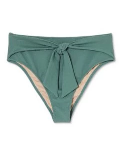 Cheapest 🔥 Women's Crepe Textured Tie-Front High Waist High Leg Extra Cheeky Bikini Bottom - Shade & Shore™ Cactus Green ⭐ -Swimsuits Official Site unnamed file 614