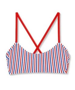 Hot Sale ✔️ Juniors' Ribbed Bralette Bikini Top - Xhilaration™ Red/White/Blue Stripe 🧨 -Swimsuits Official Site unnamed file 6140