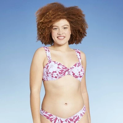 Flash Sale š„ Juniors' Ribbed Knot-Front Bralette Bikini Top - Xhilaration⢠Berry Pink Floral Print ā 5 Flash Sale š„ Juniors' Ribbed Knot-Front Bralette Bikini Top - Xhilaration⢠Berry Pink Floral Print ā - Image 3