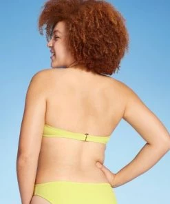 Brand new 🧨 Juniors' Ribbed Knot-Front Bandeau Bikini Top - Xhilaration™ Light Yellow ⭐ -Swimsuits Official Site unnamed file 6231
