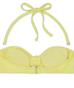 Brand new 🧨 Juniors' Ribbed Knot-Front Bandeau Bikini Top - Xhilaration™ Light Yellow ⭐ -Swimsuits Official Site unnamed file 6233