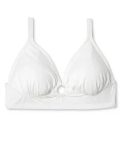 Hot Sale 🎉 Juniors' Plus Size Ribbed Ring Front Triangle Bikini Top - Xhilaration™ White 🔔 -Swimsuits Official Site unnamed file 6262