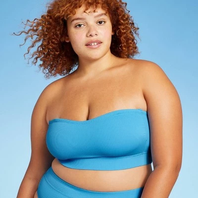 Brand new 🌟 Juniors' Plus Size Ribbed Longline Bandeau Bikini Top - Xhilaration™ Blue 😍 4 Brand new 🌟 Juniors' Plus Size Ribbed Longline Bandeau Bikini Top - Xhilaration™ Blue 😍 - Image 2
