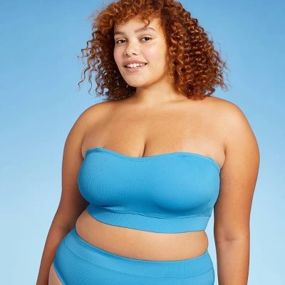 Brand new 🌟 Juniors' Plus Size Ribbed Longline Bandeau Bikini Top - Xhilaration™ Blue 😍 10 Brand new 🌟 Juniors' Plus Size Ribbed Longline Bandeau Bikini Top - Xhilaration™ Blue 😍 - Image 8