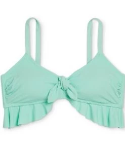 Buy 🛒 Juniors' Plus Size Ribbed Ruffle Tie-Front Bralette Bikini Top - Xhilaration™ Mint Green 👍 -Swimsuits Official Site unnamed file 6294