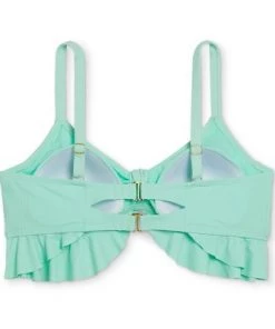 Buy 🛒 Juniors' Plus Size Ribbed Ruffle Tie-Front Bralette Bikini Top - Xhilaration™ Mint Green 👍 -Swimsuits Official Site unnamed file 6295