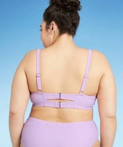 Cheapest 🛒 Juniors' Plus Size Shirred Underwire Bikini Top - Xhilaration™ Lilac Purple 😀