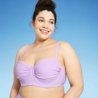 Cheapest 🛒 Juniors' Plus Size Shirred Underwire Bikini Top - Xhilaration™ Lilac Purple 😀 4 Cheapest 🛒 Juniors' Plus Size Shirred Underwire Bikini Top - Xhilaration™ Lilac Purple 😀 - Image 2