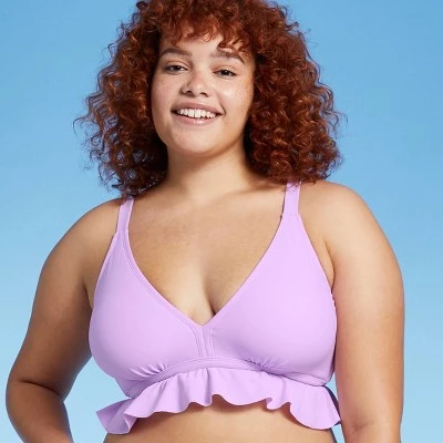 Coupon ⌛ Juniors' Plus Size Ruffle Triangle Bikini Top - Xhilaration™ Lavender 👏 4 Coupon ⌛ Juniors' Plus Size Ruffle Triangle Bikini Top - Xhilaration™ Lavender 👏 - Image 2