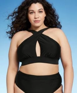 Discount ⭐ Juniors' Plus Size Tall Triangle Bikini Top - Xhilaration™ Black 🧨 -Swimsuits Official Site unnamed file 6329