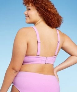 Best reviews of 🎁 Juniors' Plus Size Terry Triangle Bikini Top - Xhilaration™ Lavender 🔔