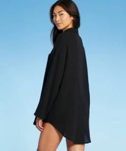 Best Pirce ❤️ Women's Button-Up Cover Up Shirtdress - Kona Sol™ Black 😀