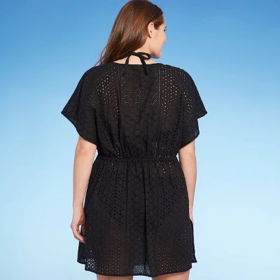 Best Pirce 🛒 Women's Plus Size Tie-Front Eyelet Crochet Cover Up Dress 👗 - Kona Sol™ White ✨ 5 Best Pirce 🛒 Women's Plus Size Tie-Front Eyelet Crochet Cover Up Dress 👗 - Kona Sol™ White ✨ - Image 3