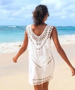 Discount 🔥 Women's White Crochet Sleeveless Tunic Cover Up - Cupshe - One Size Fits Most 🔥 -Swimsuits Official Site unnamed file 6420