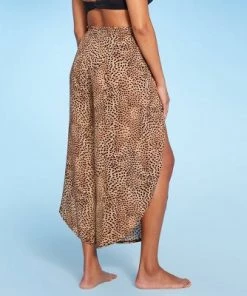 Deals 👏 Women's Front Slit Cover Up Pants - Shade & Shore™ Tan Animal Print ⭐ -Swimsuits Official Site unnamed file 6445