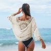 Buy 👍 Women's White Crochet Short Cover Up Long Sleeve Hollow Out Beachwear One Size - Cupshe ❤️ -Swimsuits Official Site unnamed file 6467