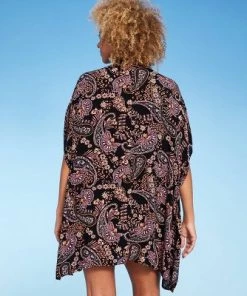 Coupon 🛒 Women's Open-Front Cover Up Duster - Shade & Shore™ Black Multi ⭐ -Swimsuits Official Site unnamed file 6478