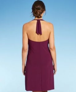 Discount 👍 Women's Halter Wrap Cover Up Dress 👗 - Aqua Green® Currant 🛒