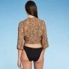 Brand new 😀 Women's Tie-Front Cover Up Shirt - Shade & Shore™ Tan Animal Print 💯 -Swimsuits Official Site unnamed file 6528