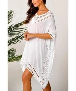 Outlet 🔥 Women's White Cover Up Crochet Dolman Sleeve Beachwear -Cupshe ⌛