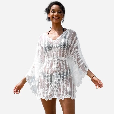 Budget 🤩 Women's Long Sleeve Cover Up Embroidery Crochet V-Neck Beachwear -Cupshe ✨ 4 Budget 🤩 Women's Long Sleeve Cover Up Embroidery Crochet V-Neck Beachwear -Cupshe ✨ - Image 2