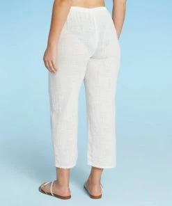 Hot Sale 🌟 Juniors' Cropped Pom Pom Trim Cover Up Pants - Xhilaration™ Off-White 🤩 -Swimsuits Official Site unnamed file 6597