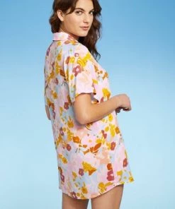 Top 10 🎁 Juniors' Button-Up Cover Up Short Sleeve Shirtdress - Xhilaration™ Multi Floral 🧨