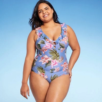 Hot Sale 🔥 Women's Over the Shoulder Ruffle High Coverage One Piece Swimsuit - Kona Sol™ Multi 🎁 3 Hot Sale 🔥 Women's Over the Shoulder Ruffle High Coverage One Piece Swimsuit - Kona Sol™ Multi 🎁 - Image 2