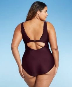 Best deal 🤩 Women's Grommet Scallop High Coverage One Piece Swimsuit - Kona Sol™ Dark Green ❤️ -Swimsuits Official Site unnamed file 6664