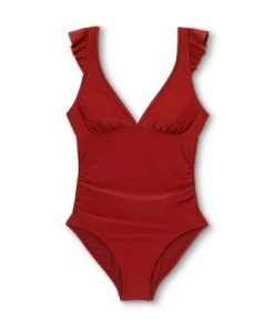Deals ⭐ Women's Ruffle Shoulder High Coverage One Piece Swimsuit - Kona Sol™ Bold Burgundy ⭐ -Swimsuits Official Site unnamed file 6670
