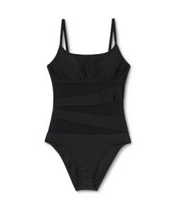 Best Sale 🎉 Women's Mesh Front One Piece Swimsuit - Shade & Shore™ Black 💯 -Swimsuits Official Site unnamed file 6685