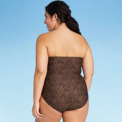 Deals ๐ Women's Bandeau Flounce High Coverage One Piece Swimsuit - Kona Solโข Multi Natural ๐ 5 Deals ๐ Women's Bandeau Flounce High Coverage One Piece Swimsuit - Kona Solโข Multi Natural ๐ - Image 3