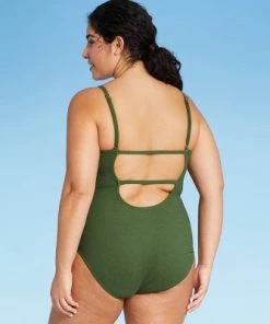 Cheap 🧨 Women's Textured Mini Pucker Square Neck High Coverage One Piece Swimsuit - Kona Sol™ Dark Green 🛒 -Swimsuits Official Site unnamed file 6785
