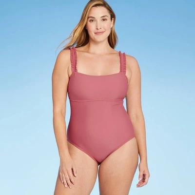 Best reviews of 😀 Women's Square Neck Ruffle Shoulder Medium Coverage One Piece Swimsuit - Kona Sol™ Mauvewood ✨ 4 Best reviews of 😀 Women's Square Neck Ruffle Shoulder Medium Coverage One Piece Swimsuit - Kona Sol™ Mauvewood ✨ - Image 2
