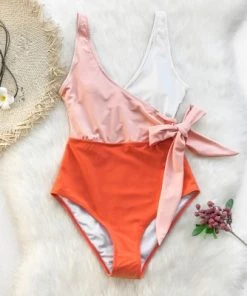 Wholesale 🤩 Women's One Piece Swimsuit Wrap Color Block Tie Side Bathing Suit - Cupshe ✔️