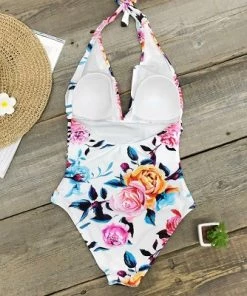 Best Sale 🌟 Women's Bold Floral and Stripe Halter One Piece Swimsuit - Cupshe ⌛ -Swimsuits Official Site unnamed file 6817