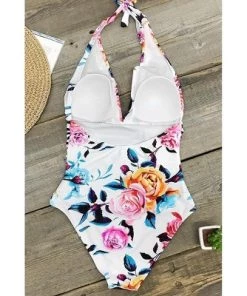 Best Sale 🌟 Women's Bold Floral and Stripe Halter One Piece Swimsuit - Cupshe ⌛ -Swimsuits Official Site unnamed file 6818